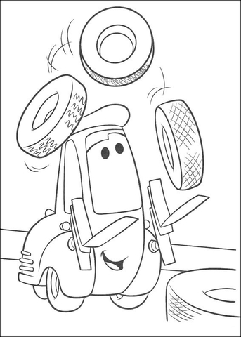 Guido is juggling the wheels  Coloring page