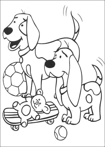 Dogs and Toys  Coloring page