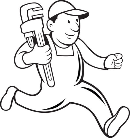 Plumber Running to help Coloring page