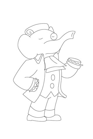 Pompadour with his Monocle Coloring page