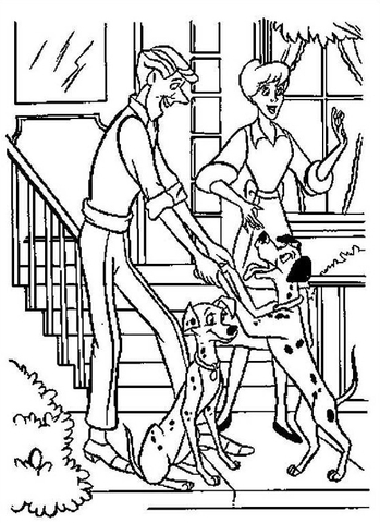 Pongo, Perdita And Their Owners Coloring page