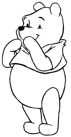 Smiling shy Pooh  Coloring page