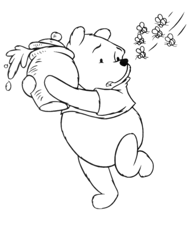 Pooh And Bees  Coloring page