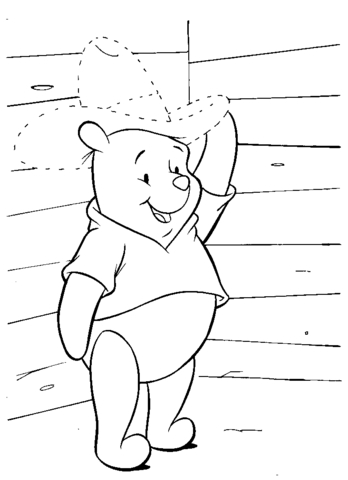 Pooh And dot to dot Hat  Coloring page