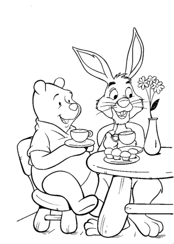 Pooh And Rabbit  Coloring page