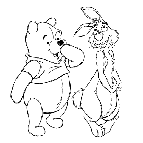 Pooh Beside Rabbit  Coloring page