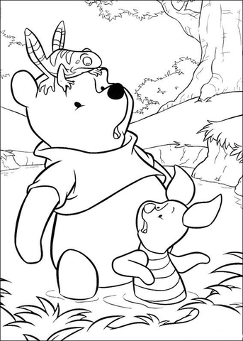 Pooh, Frog And Piglet  Coloring page