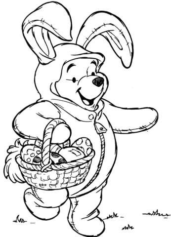 Winnie the Pooh In a Rabbit Costume  Coloring page