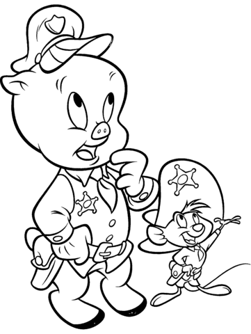 Porky Pig and Speedy Gonzalez Coloring page