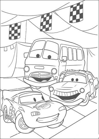 Lightning McQueen Prepares for Racing  Coloring page