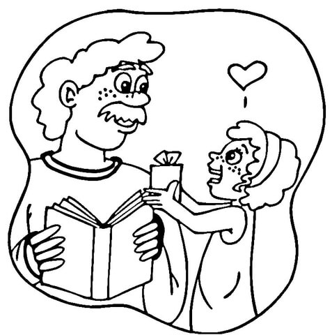 Present for Dad from Daughter  Coloring page