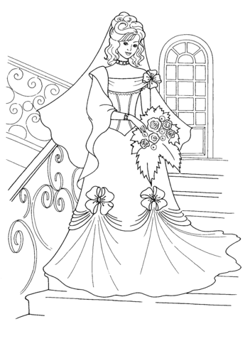 Princess in a Wedding Dress  Coloring page
