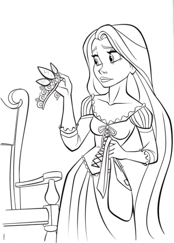 Princess Rapunzel with Crown Coloring page