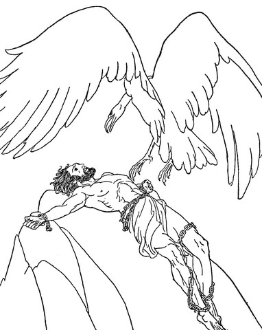 Prometheus Chained on Mt. Caucasus Coloring page