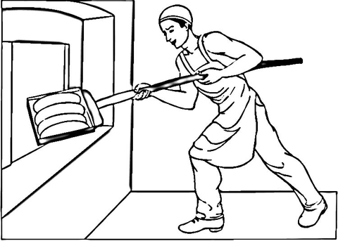 Putting Bread in Oven  Coloring page