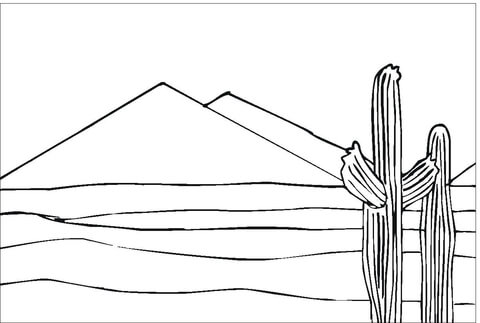 Pyramid And Cactuses   Coloring page