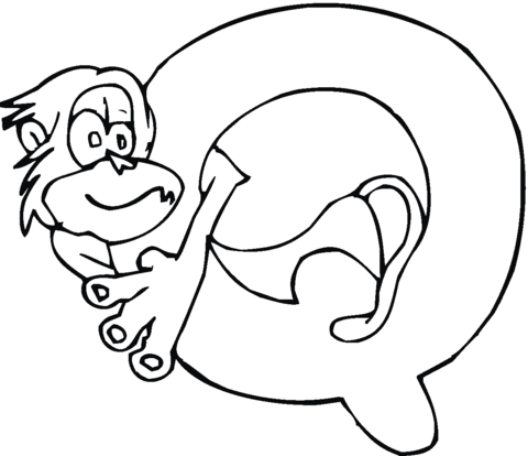 Q Monkey Coloring page
