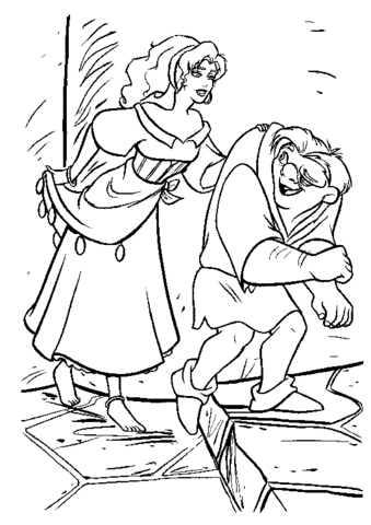 Quasimodo And Esmeralda  Coloring page
