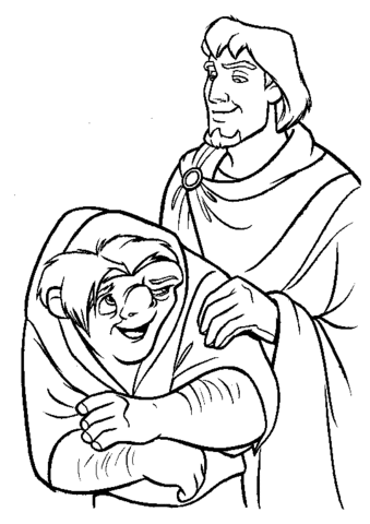 Quasimodo And the captain Phoebus de Chateaupers Coloring page
