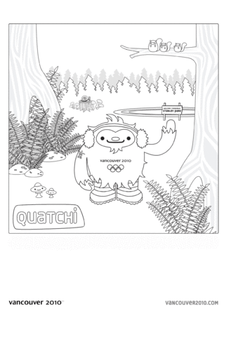 Quatchi in Stanley Park  Coloring page