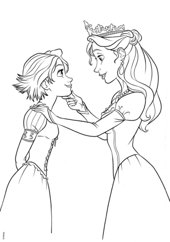 Queen Arianna and Rapunzel Coloring page