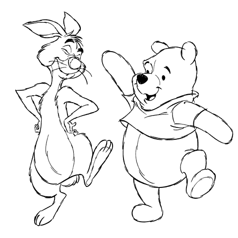 Rabbit And Pooh  Coloring page