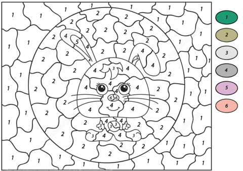 Rabbit Color by Number Coloring page