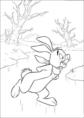Rabbit on Ice Lake  Coloring page