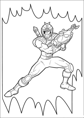 Ranger Blue Holds His Weapon  Coloring page