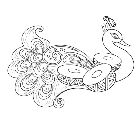 Rangoli with Peacock Coloring page