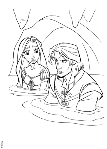 Rapunzel and Flynn in a Cave Coloring page