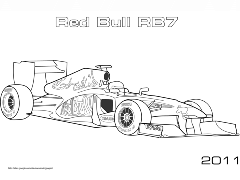 Red Bull Rb7 Formula 1 Car Coloring page