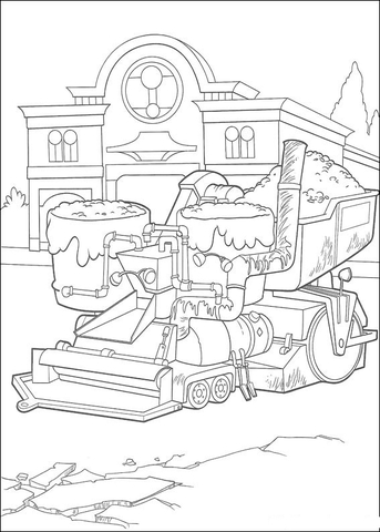 Paver Vehicle Repairing The Road Coloring page
