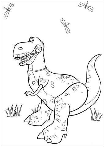 Rex And Dragonflies  Coloring page