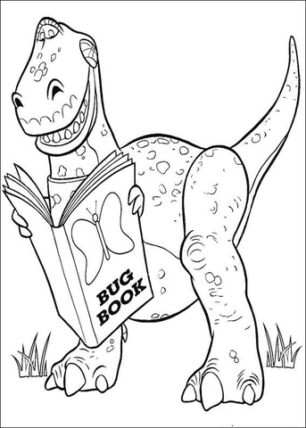 Rex Is Reading A Book  Coloring page