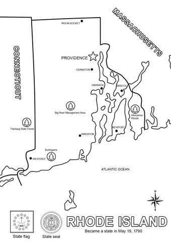 Rhode Island Map Coloring page