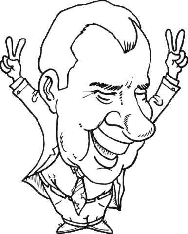 Richard Nixon Caricature Coloring page