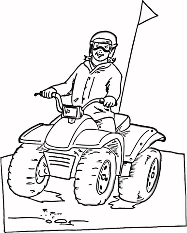 Riding on ATV Coloring page