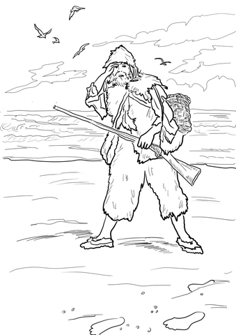 Robinson Crusoe Sees Footprints on a Sand Coloring page