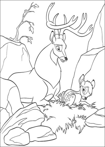 Roe And Bambi Are Sitting Together  Coloring page