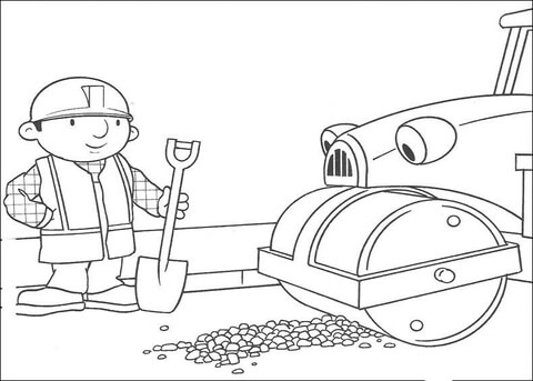 Roley Helps Bob To Repair The Road  Coloring page