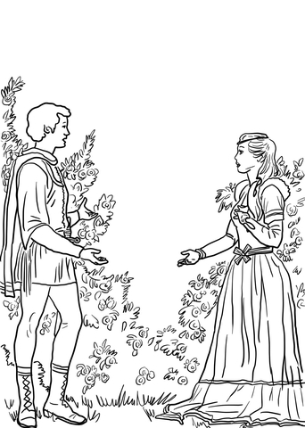 Romeo and Juliet in the Garden Coloring page