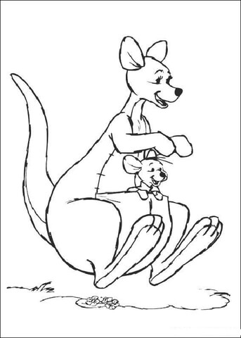 Roo And Its Mom Are Walking Together  Coloring page