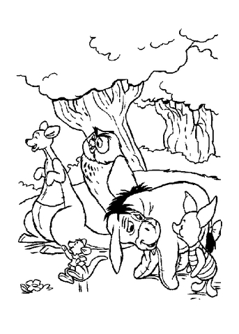 Roo, Owl, Eeyore And Piglet  Coloring page