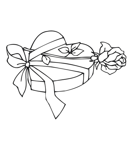 Rose and Candies for Valentine Day  Coloring page