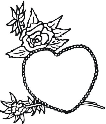 Rose and the heart Coloring page