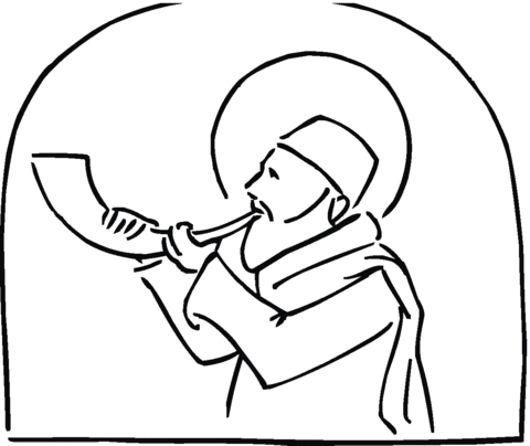 Jew with Shofar during Rosh Hashanah Coloring page