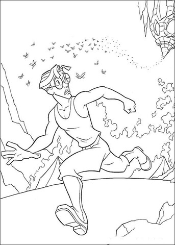 Milo is running from the bee  Coloring page