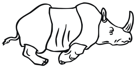 Running Indian Rhino Coloring page