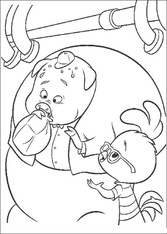 Runt Blows up a balloon  Coloring page